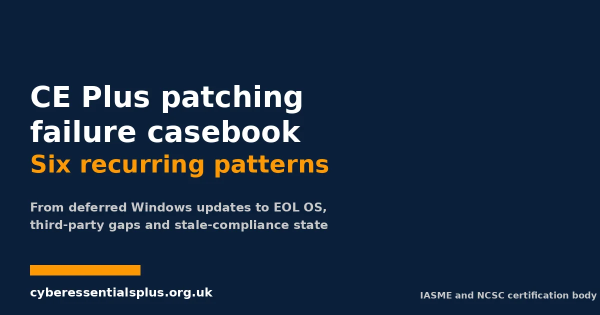 Patching Failure Cyber Essentials Plus Patching Failure Casebook, Six Patterns the ...